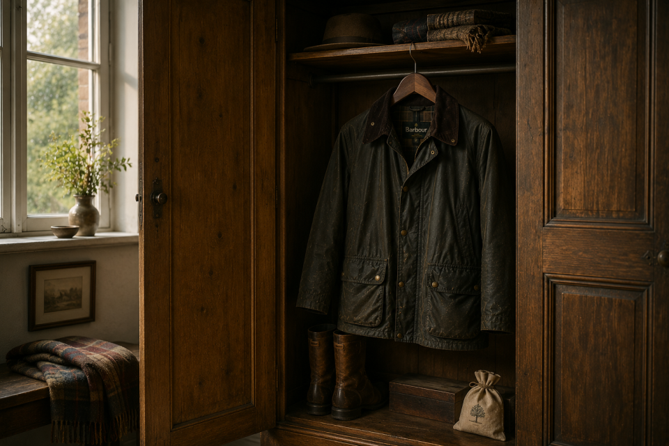 How should you store a wax jacket?